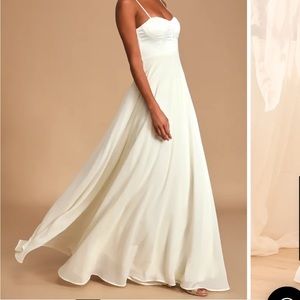Lulus Best Part of Me Cream Satin Bustier Dress - Minimal Wedding Dress